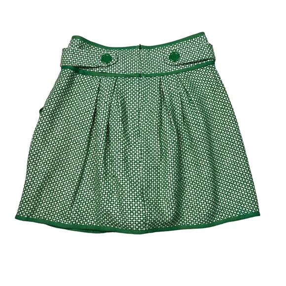 Tullette Retro Geometric Print Lined Pleat Front Mini Skirt Green Small - Picture 2 of 7